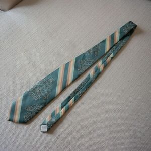 Vintage 80s Teal Striped Textured Classic Men's Retro Spring Classy Preppy Tie